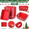 6 Sets 12 x 10 Large Red Snowflake Christmas Baskets for Gifts Empty Christmas Gift Baskets to Fill Christmas DIY Cardboard Basket with Handles for Christmas Holiday Party (Snowflake)